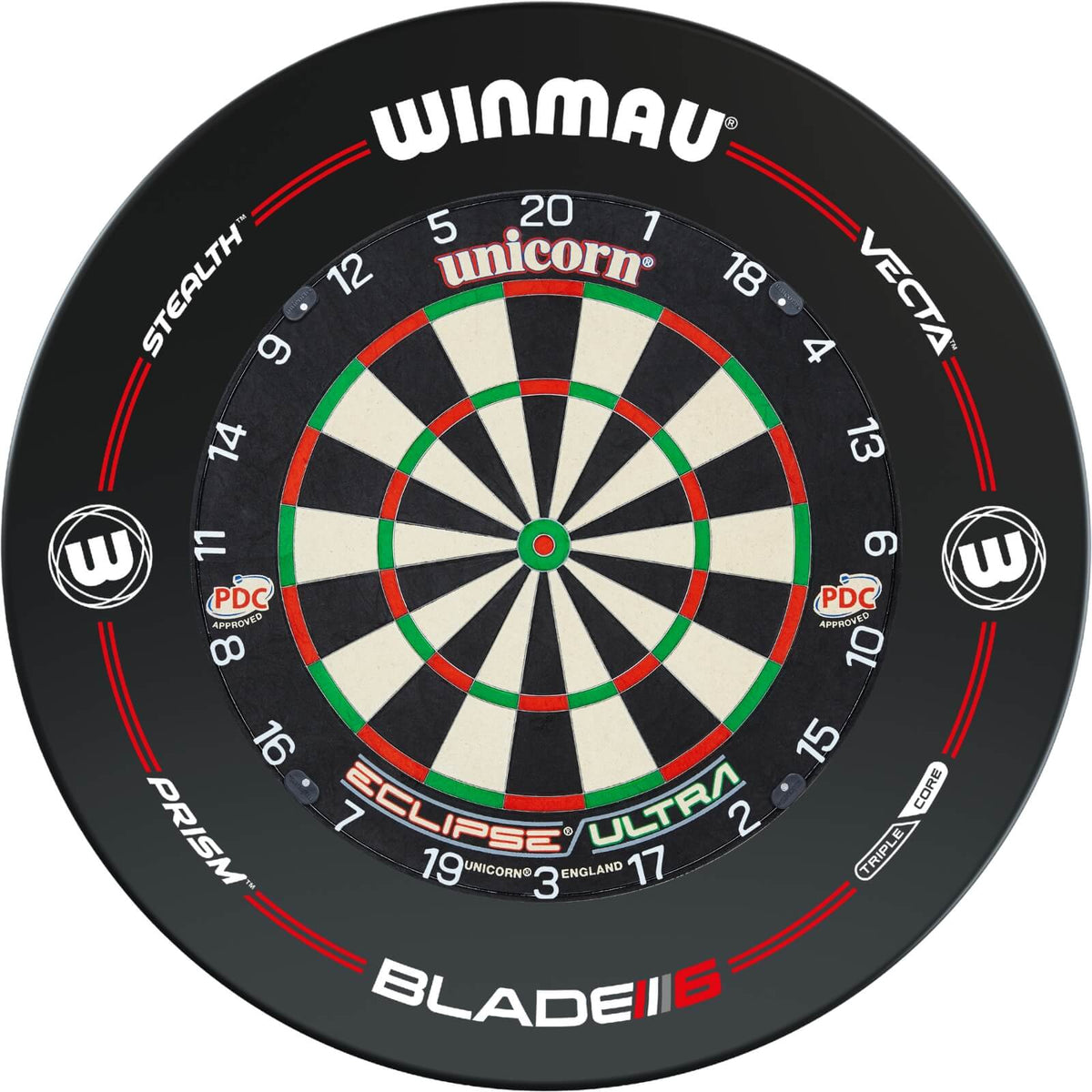 Surrounds &amp; Dartboards - Winmau - Pro-Line Dartboard Surround &amp; Dartboard Bundle - Choose Your Board Unicorn - Eclipse Ultra