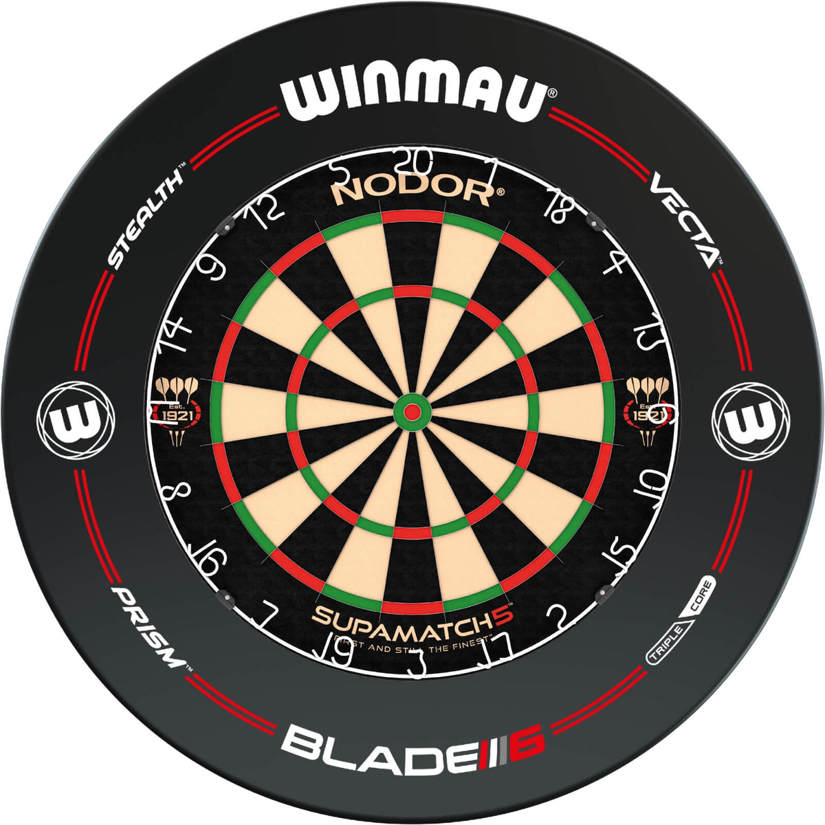 Surrounds &amp; Dartboards - Winmau - Pro-Line Dartboard Surround &amp; Dartboard Bundle - Choose Your Board Nodor - Supamatch 5