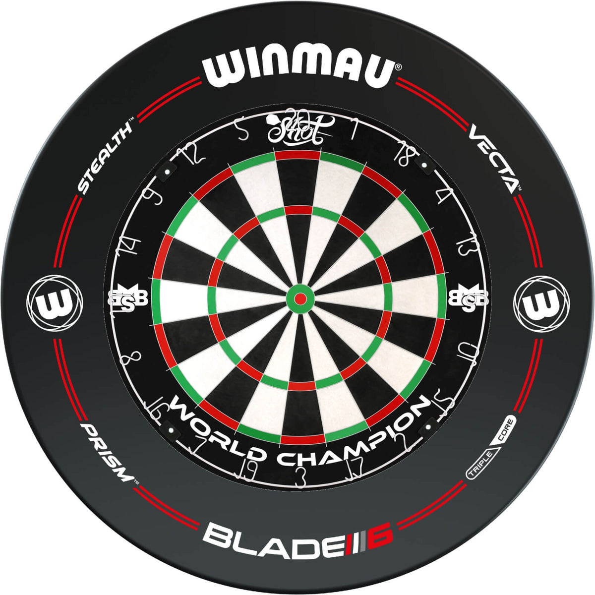 Surrounds &amp; Dartboards - Winmau - Pro-Line Dartboard Surround &amp; Dartboard Bundle - Choose Your Board Shot - Michael Smith