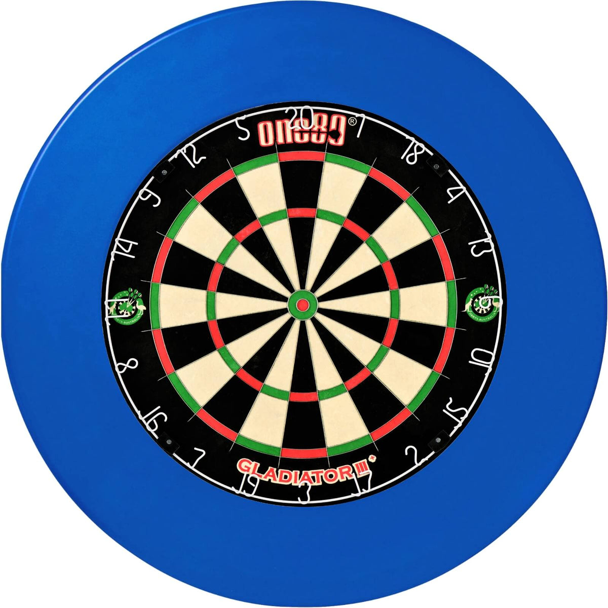 Surrounds &amp; Dartboards - Unicorn - Professional Dartboard Surround &amp; Dartboard Bundle - Choose Your Board Blue / One80 - Gladiator 3+