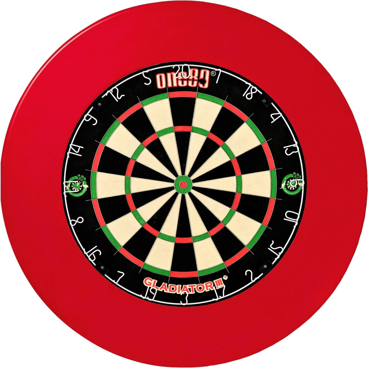 Surrounds &amp; Dartboards - Unicorn - Professional Dartboard Surround &amp; Dartboard Bundle - Choose Your Board Red / One80 - Gladiator 3+