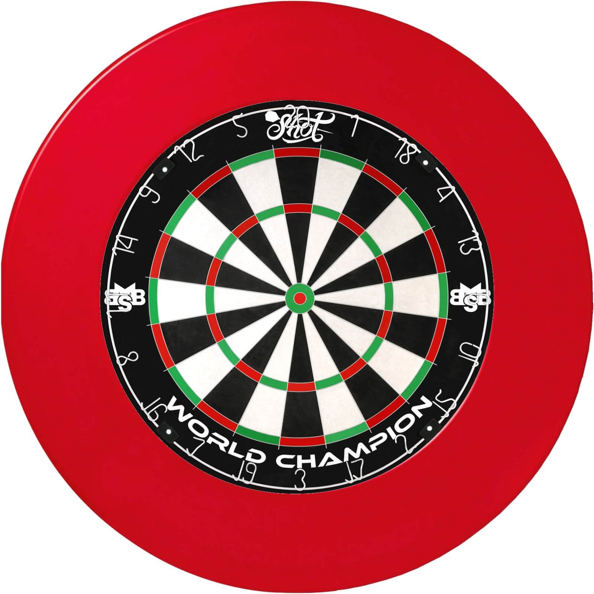 Surrounds &amp; Dartboards - Unicorn - Professional Dartboard Surround &amp; Dartboard Bundle - Choose Your Board Red / Shot - Michael Smith