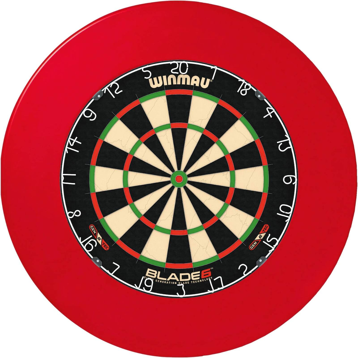 Surrounds &amp; Dartboards - Unicorn - Professional Dartboard Surround &amp; Dartboard Bundle - Choose Your Board Red / Winmau - Blade 6