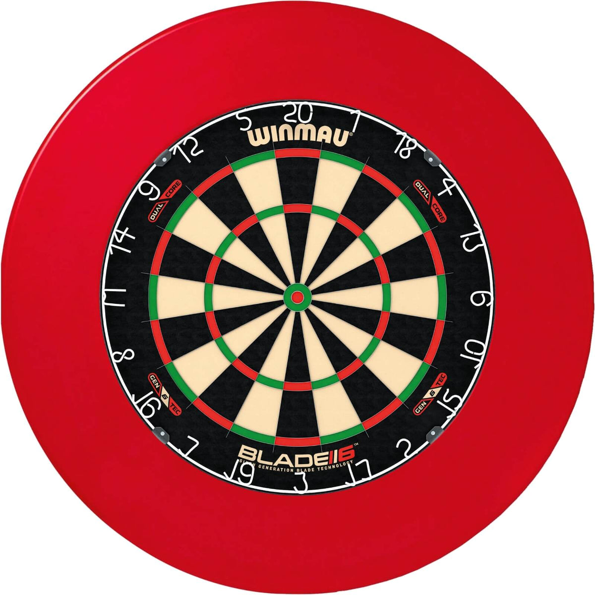 Surrounds &amp; Dartboards - Unicorn - Professional Dartboard Surround &amp; Dartboard Bundle - Choose Your Board Red / Winmau - Blade 6 Dual Core