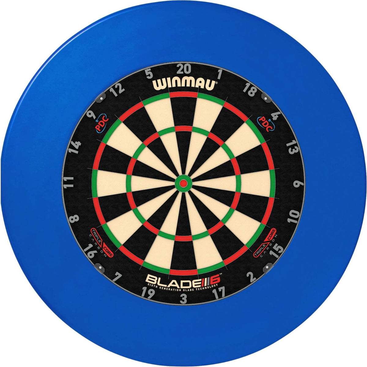 Surrounds &amp; Dartboards - Unicorn - Professional Dartboard Surround &amp; Dartboard Bundle - Choose Your Board Blue / Winmau - Blade 6 Triple Core