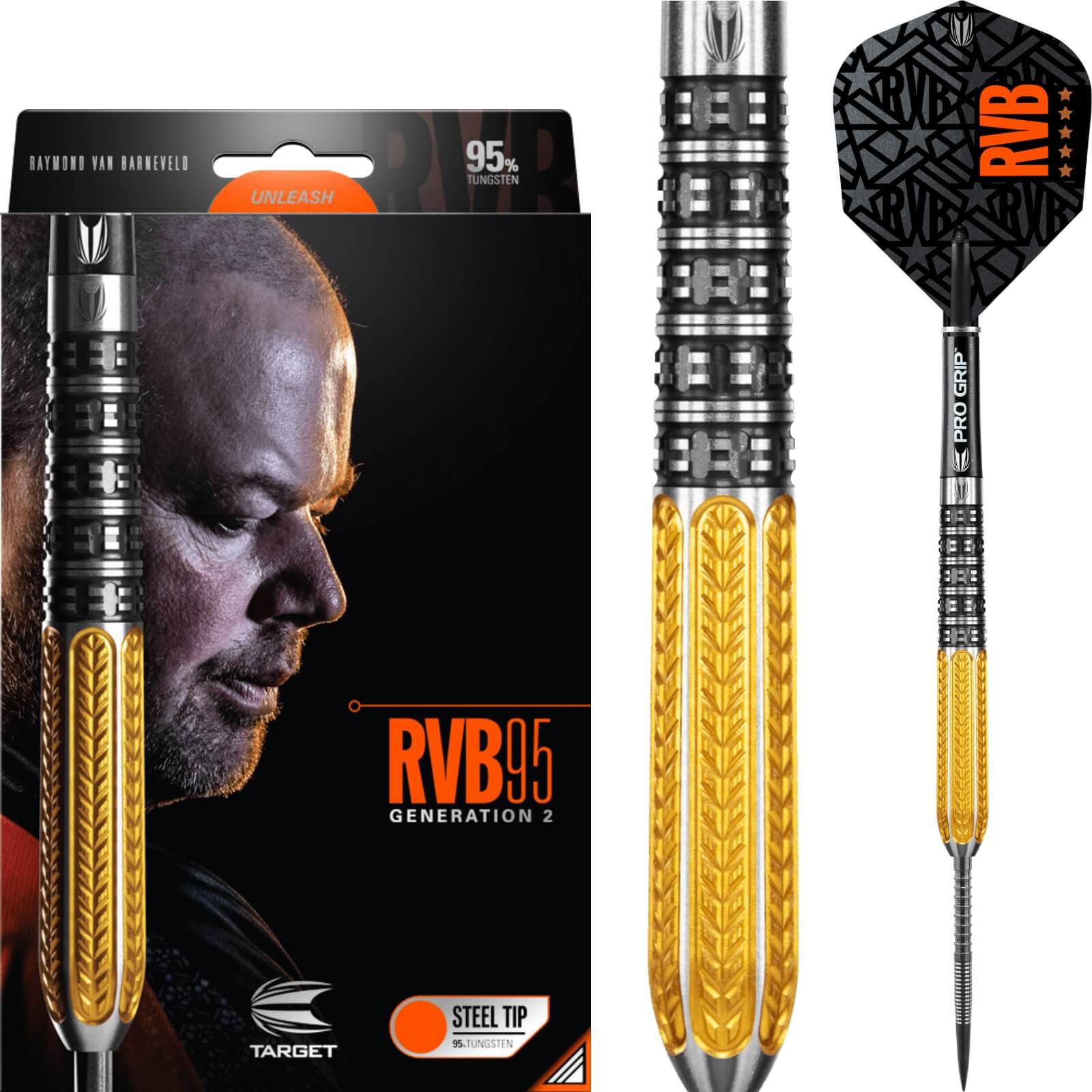 Darts - Target - RVB95 Gen 2 Darts - Steel Tip - 95% Tungsten - 21g 23g 25g 