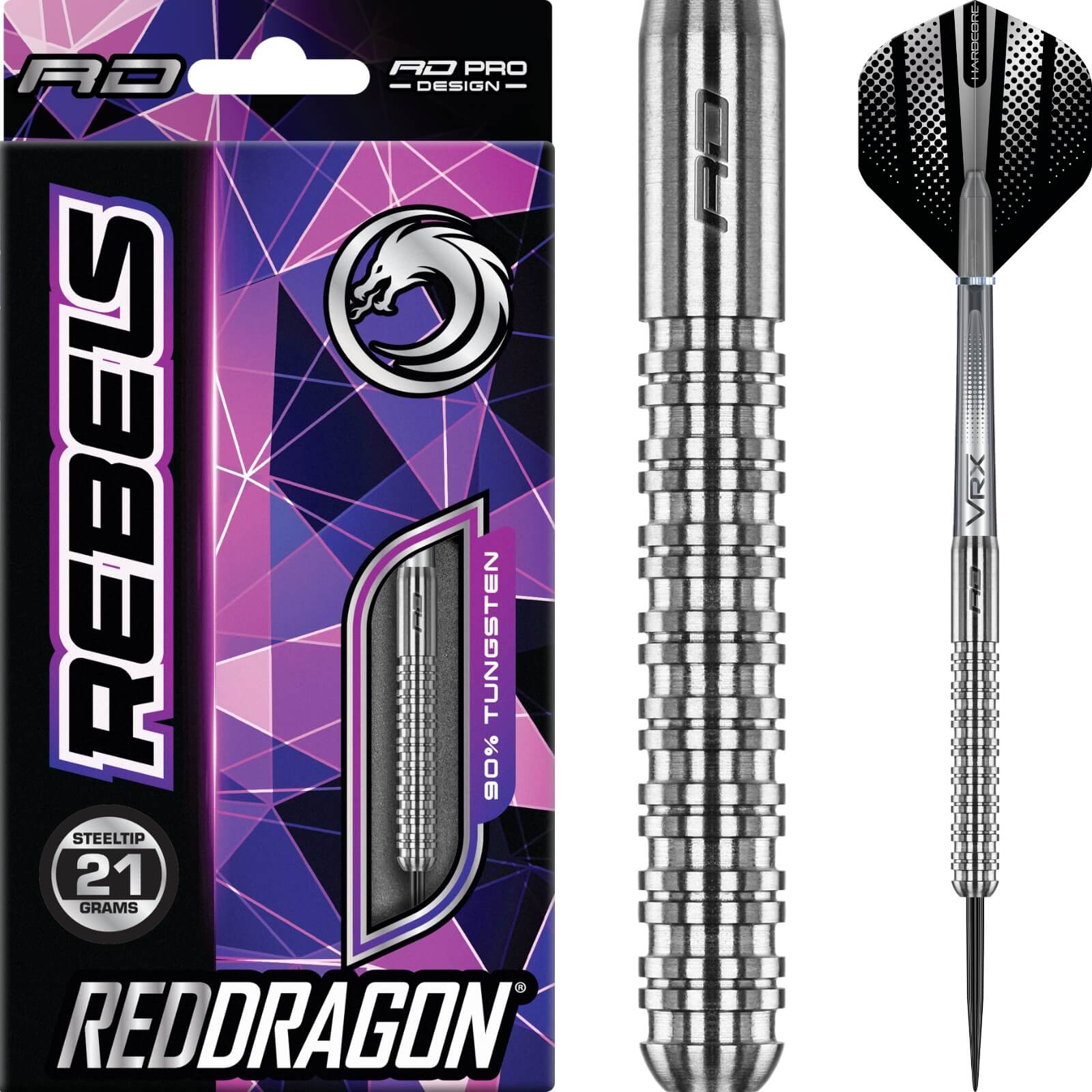 Darts - Red Dragon - Rebel 1 Darts - Steel Tip - 90% Tungsten - 21g 26g 