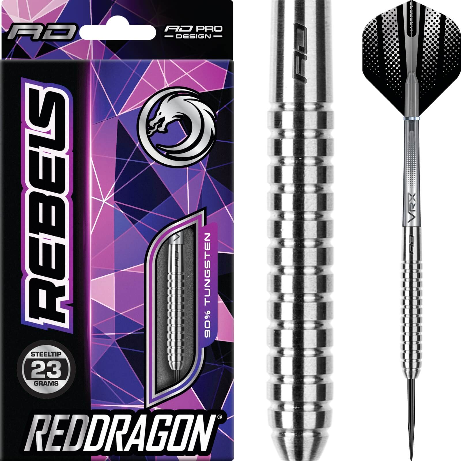 Darts - Red Dragon - Rebel 2 Darts - Steel Tip - 90% Tungsten - 23g 24g 25g 