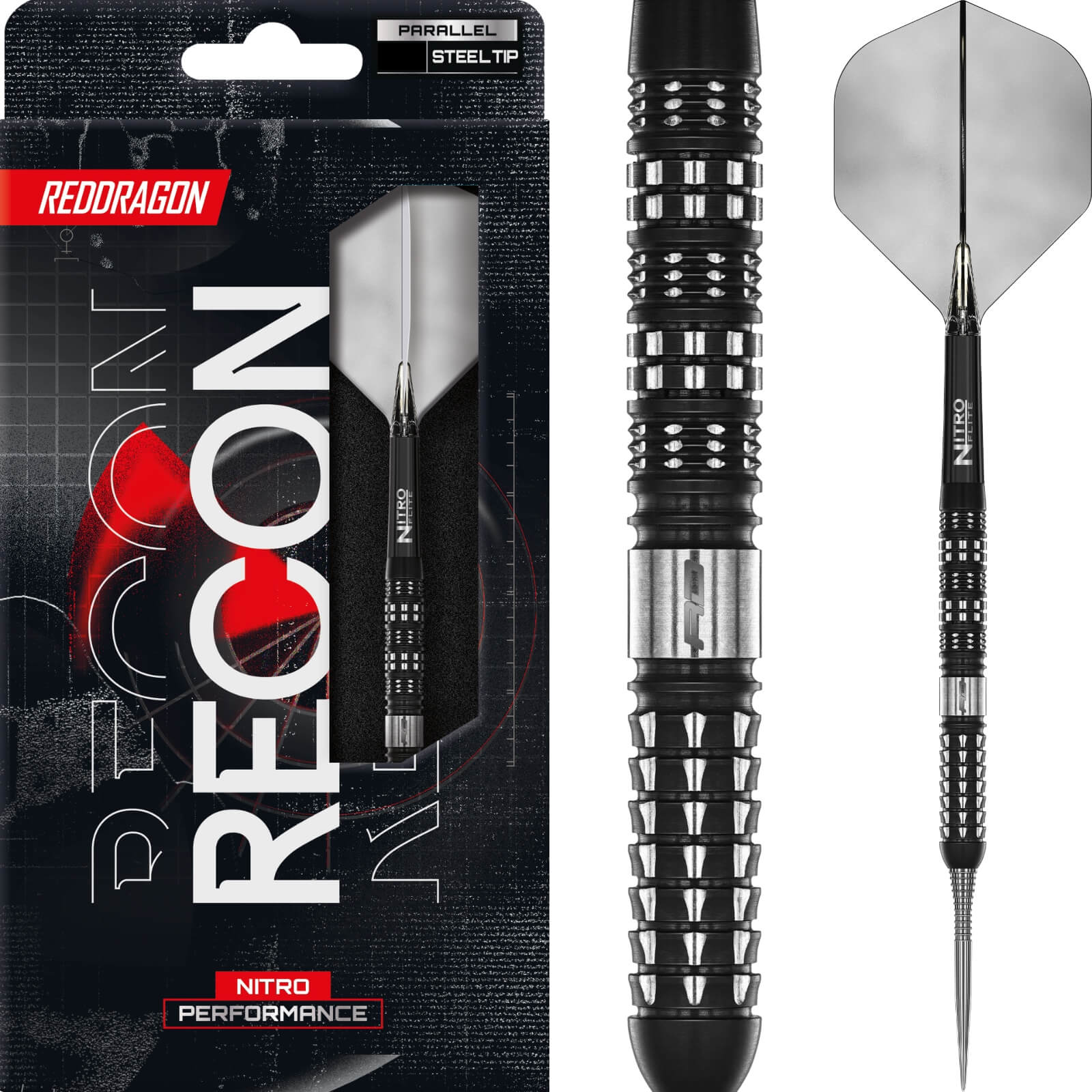 Darts - Red Dragon - Recon Parallel Darts - Steel Tip - 90% Tungsten - 22g 24g