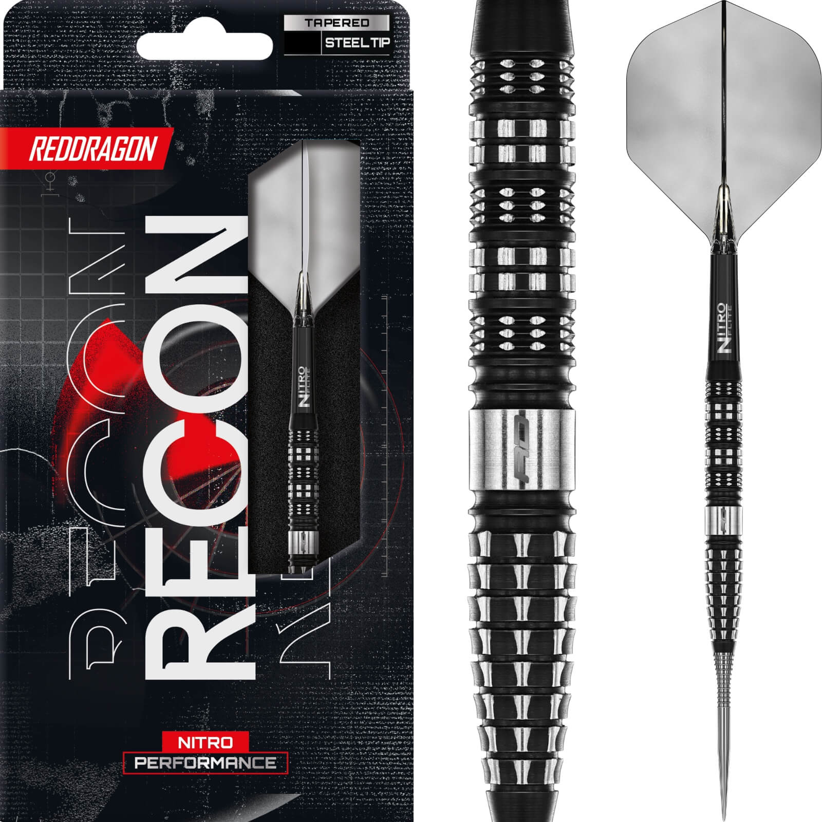 Darts - Red Dragon - Recon Tapered Darts - Steel Tip - 90% Tungsten - 21g 23g