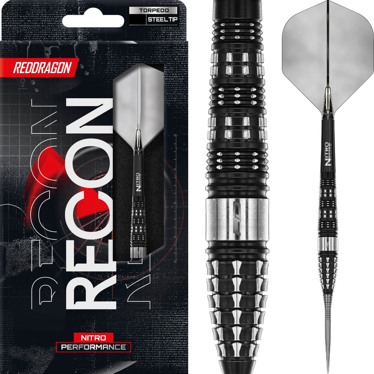 Darts - Red Dragon - Recon Torpedo Darts - Steel Tip - 90% Tungsten - 23g 25g
