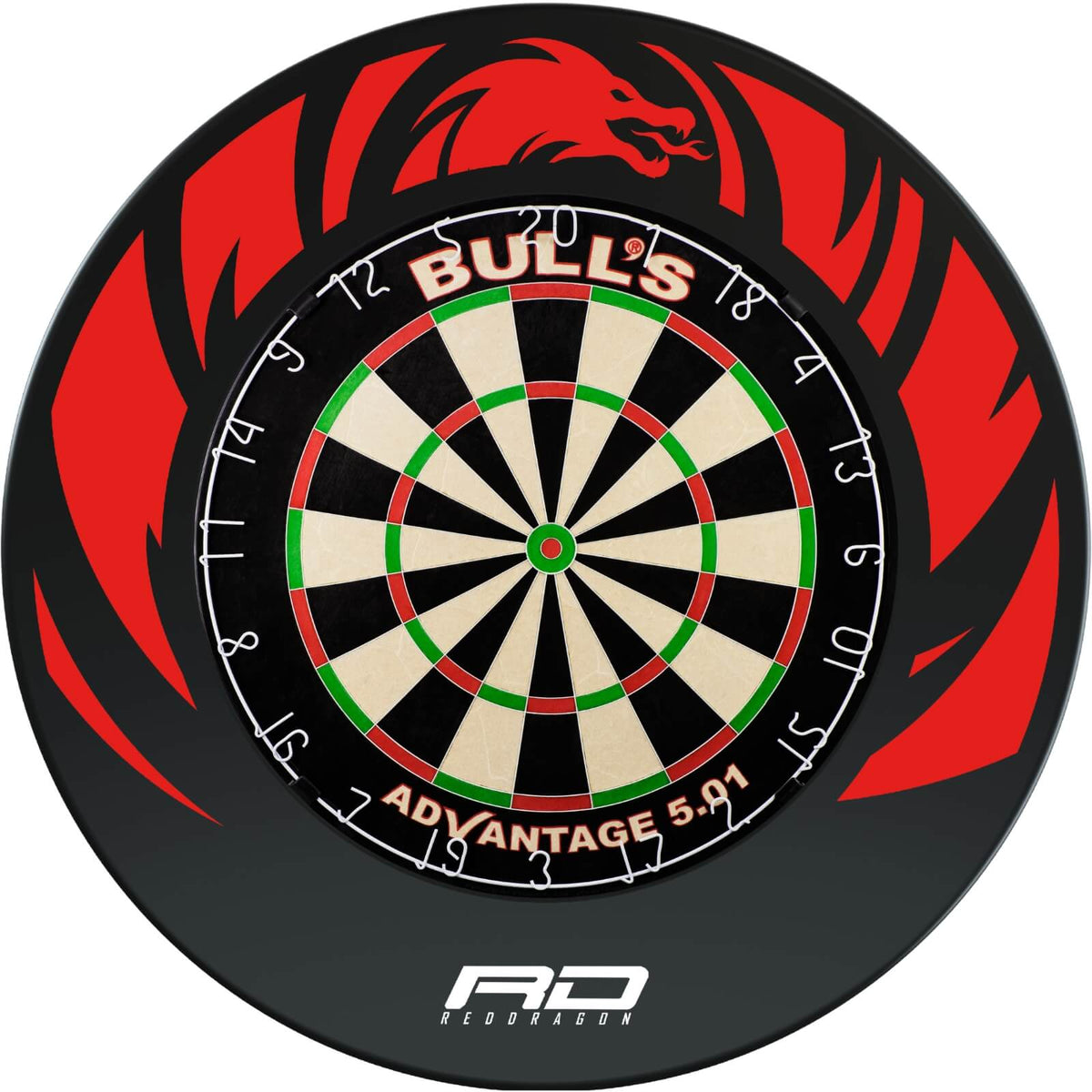 Surrounds &amp; Dartboards - Red Dragon - Dragon Design Dartboard Surround &amp; Dartboard Bundle - Choose Your Board Bulls NL - Advantage 501