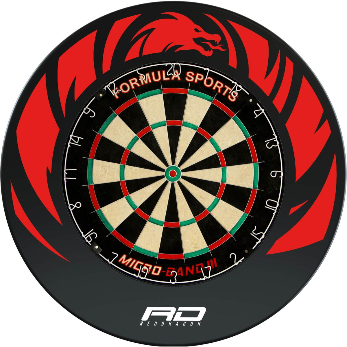 Surrounds &amp; Dartboards - Red Dragon - Dragon Design Dartboard Surround &amp; Dartboard Bundle - Choose Your Board Formula Sports - Micro Band 3