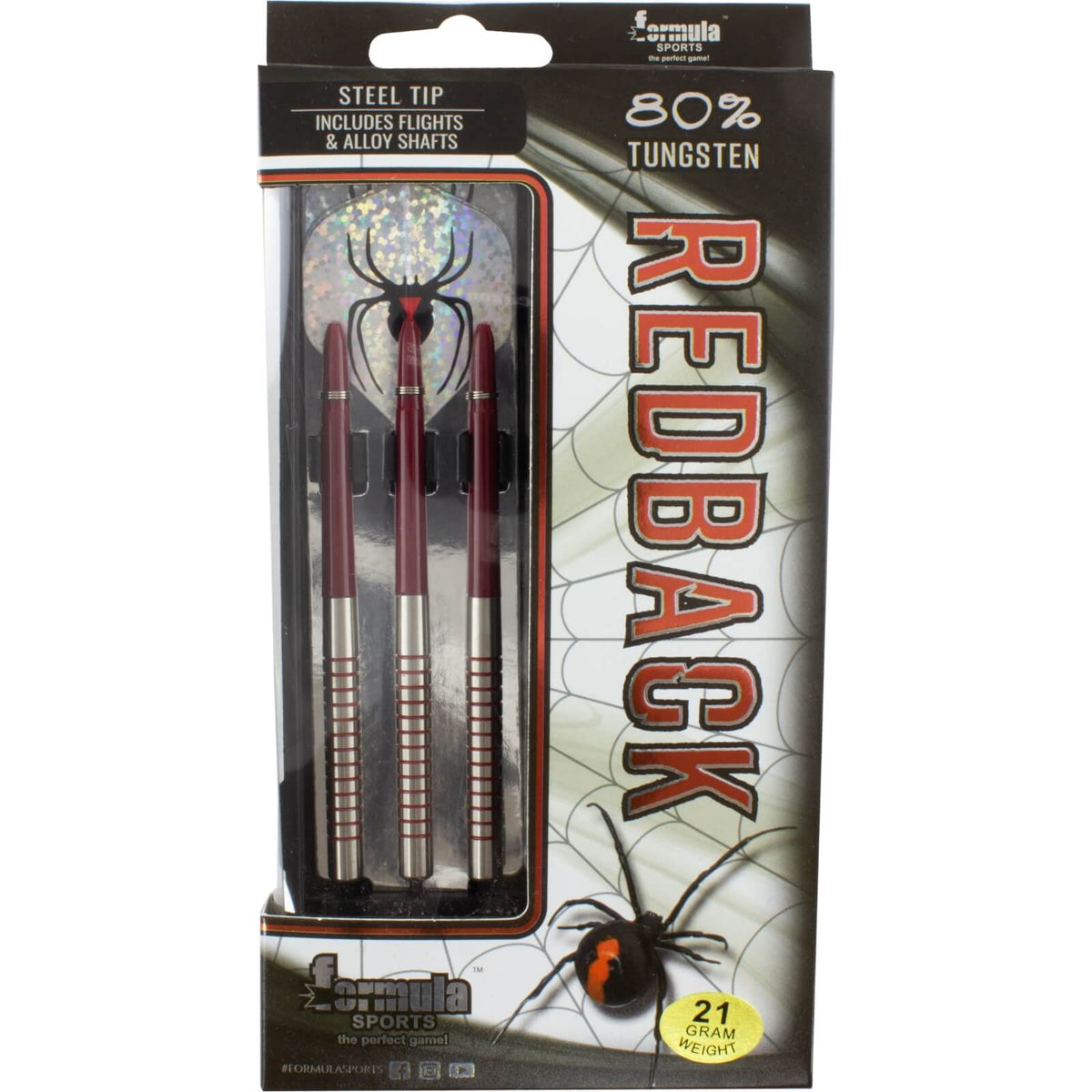 Darts - Formula Sports - Redback Darts - Steel Tip - 80% Tungsten - 21g 