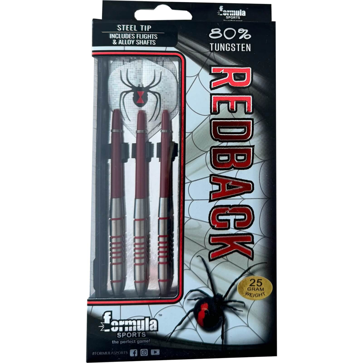 Darts - Formula Sports - Redback Darts - Steel Tip - 80% Tungsten - 25g 