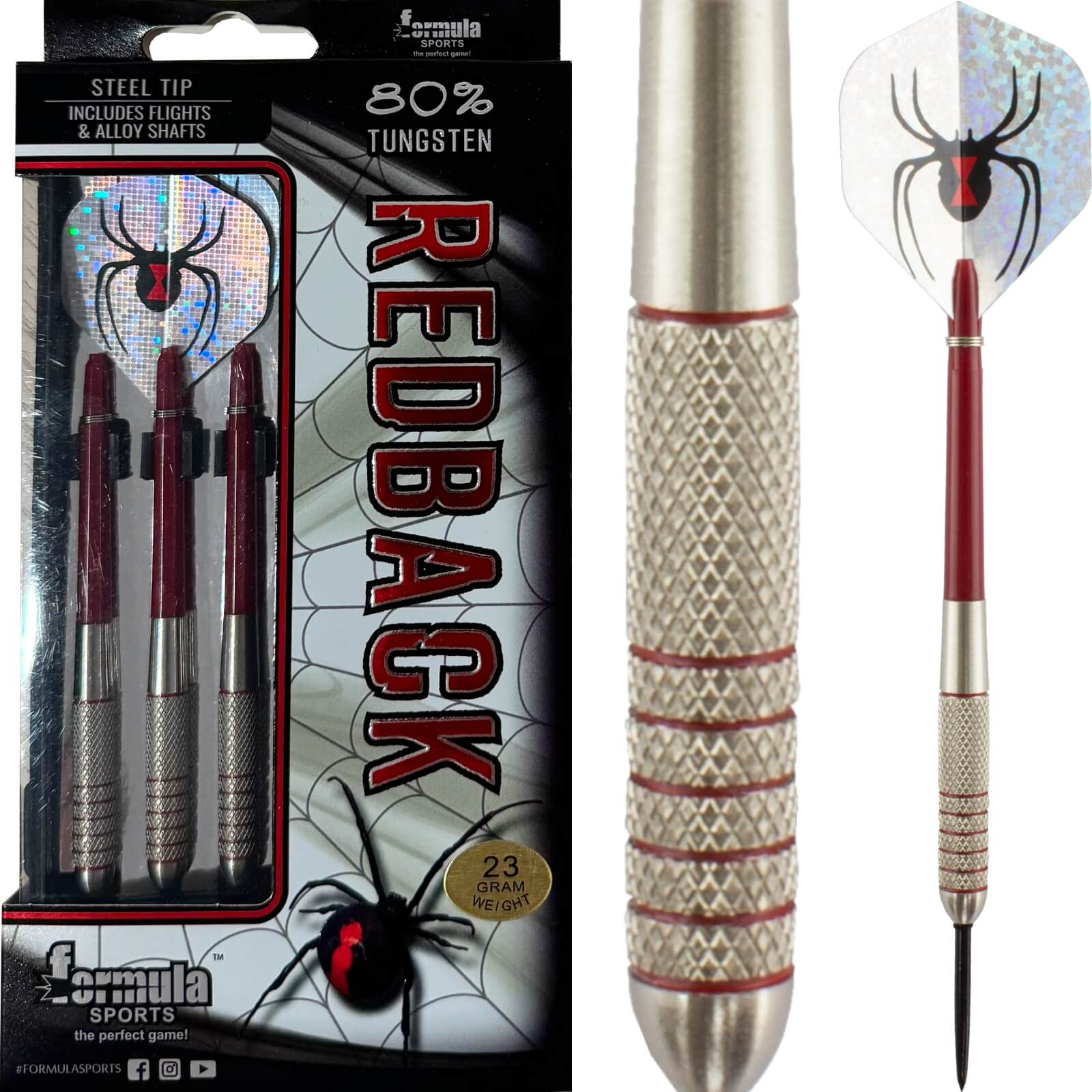 Darts - Formula Sports - Redback Darts - Steel Tip - 80% Tungsten - 23g 