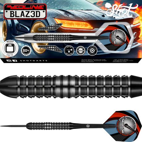 Shot - Redline BLAZ3D Darts - 80% Tungsten - 22g 24g 26g 28g -