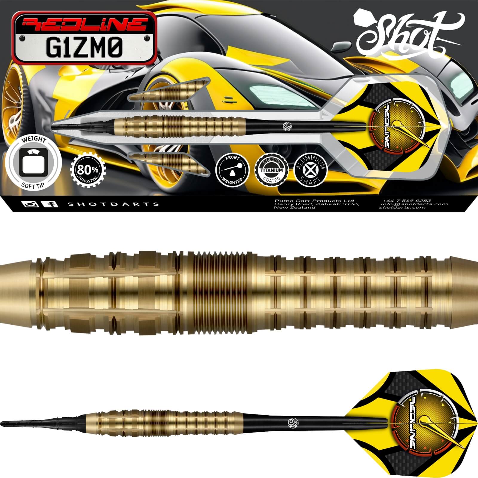 Darts - Shot - Redline G1ZM0 Darts - Soft Tip - 80% Tungsten - 20g