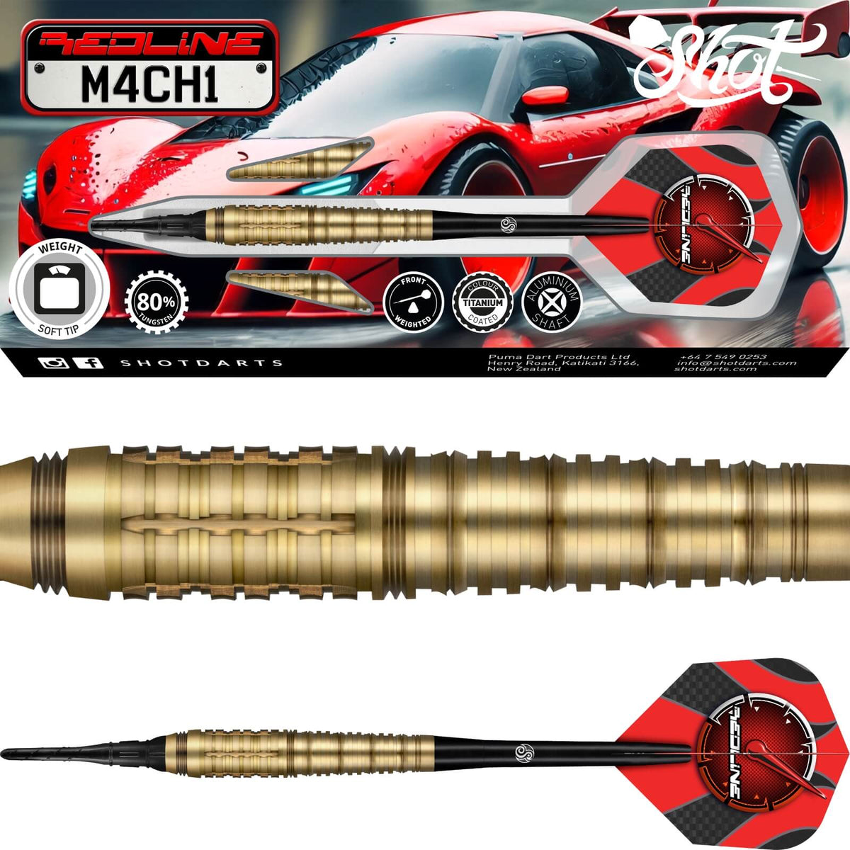 Darts - Shot - Redline M4CH1 Darts - Soft Tip - 80% Tungsten - 20g