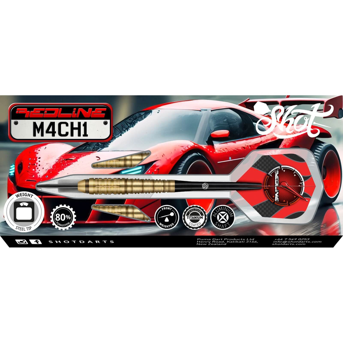 Darts - Shot - Redline M4CH1 Darts - Steel Tip - 80% Tungsten - 23g 24g 26g 