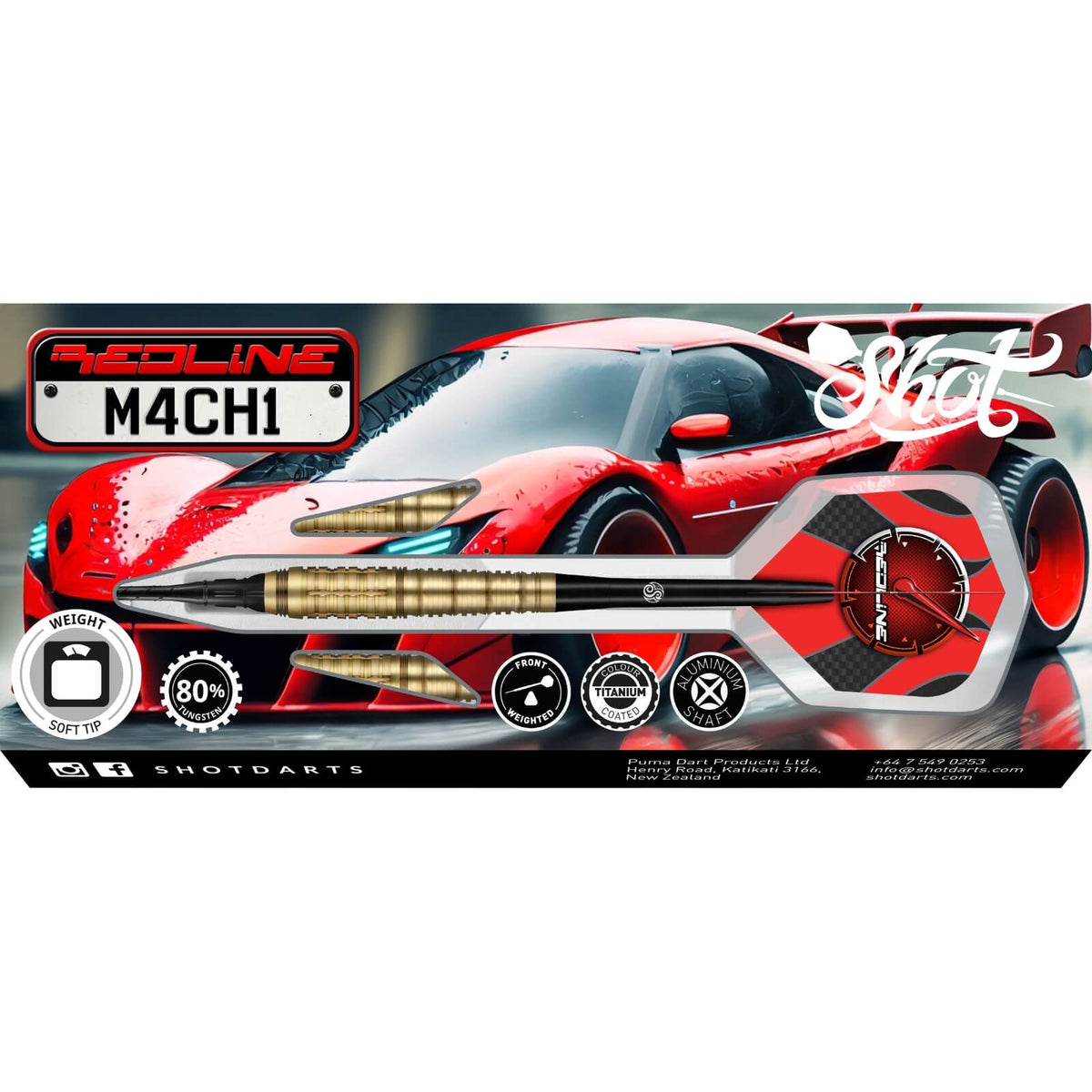 Darts - Shot - Redline M4CH1 Darts - Soft Tip - 80% Tungsten - 20g