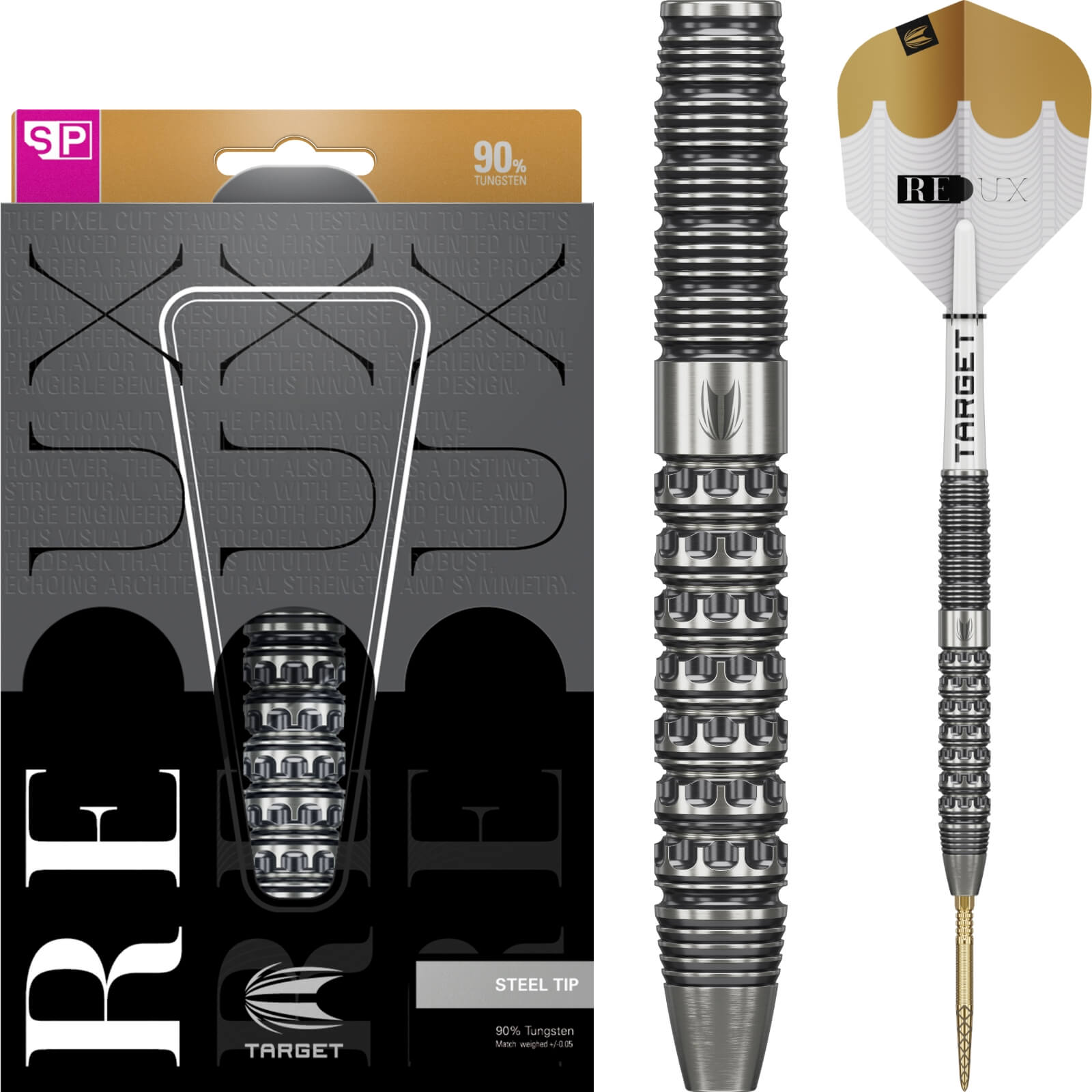 Darts - Target - Redux 01 Darts - Swiss Point - Steel Tip - 90% Tungsten - 22g 23g 24g 25g