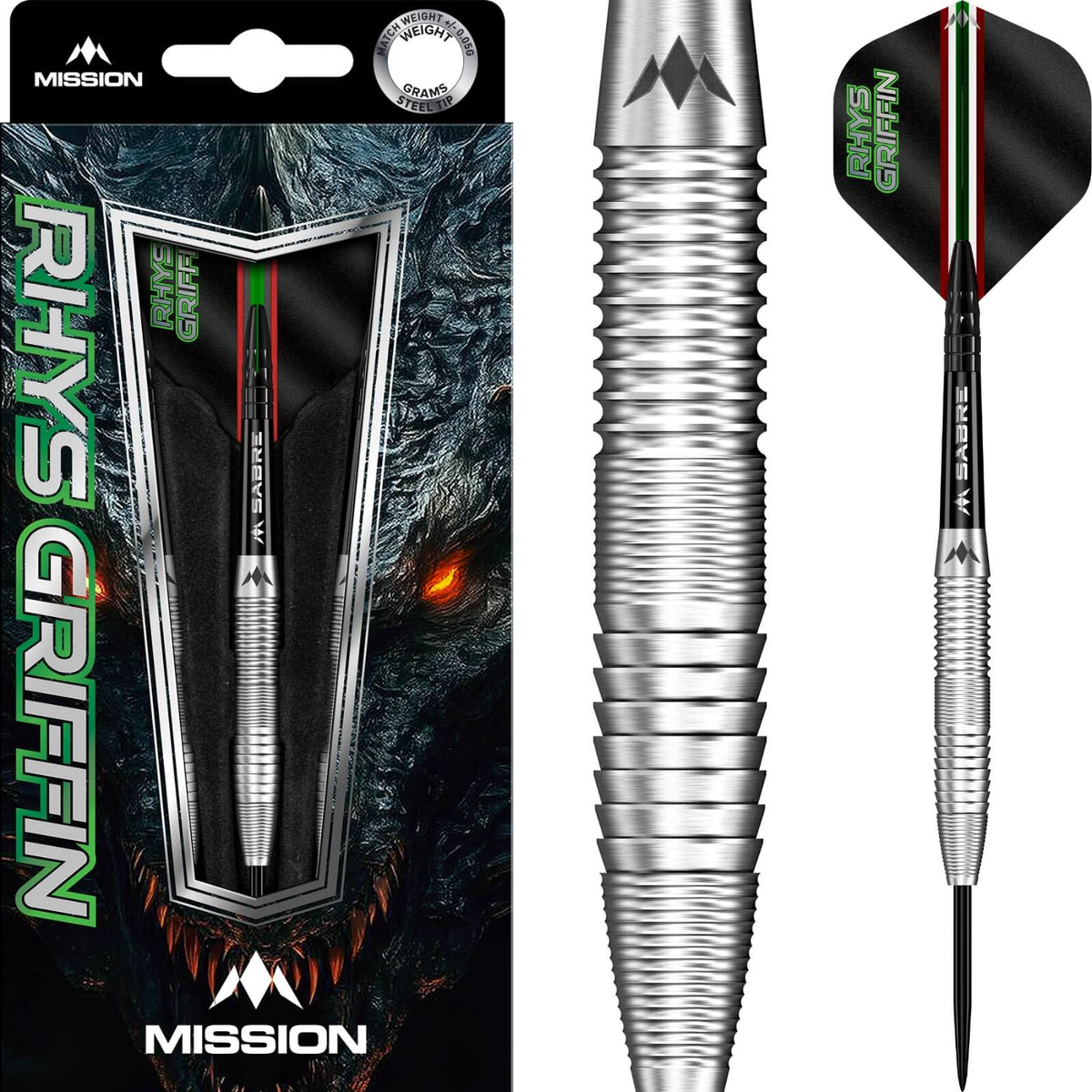 Darts - Mission - Rhys Griffin Darts - Steel Tip - 95% Tungsten - 22g 24g