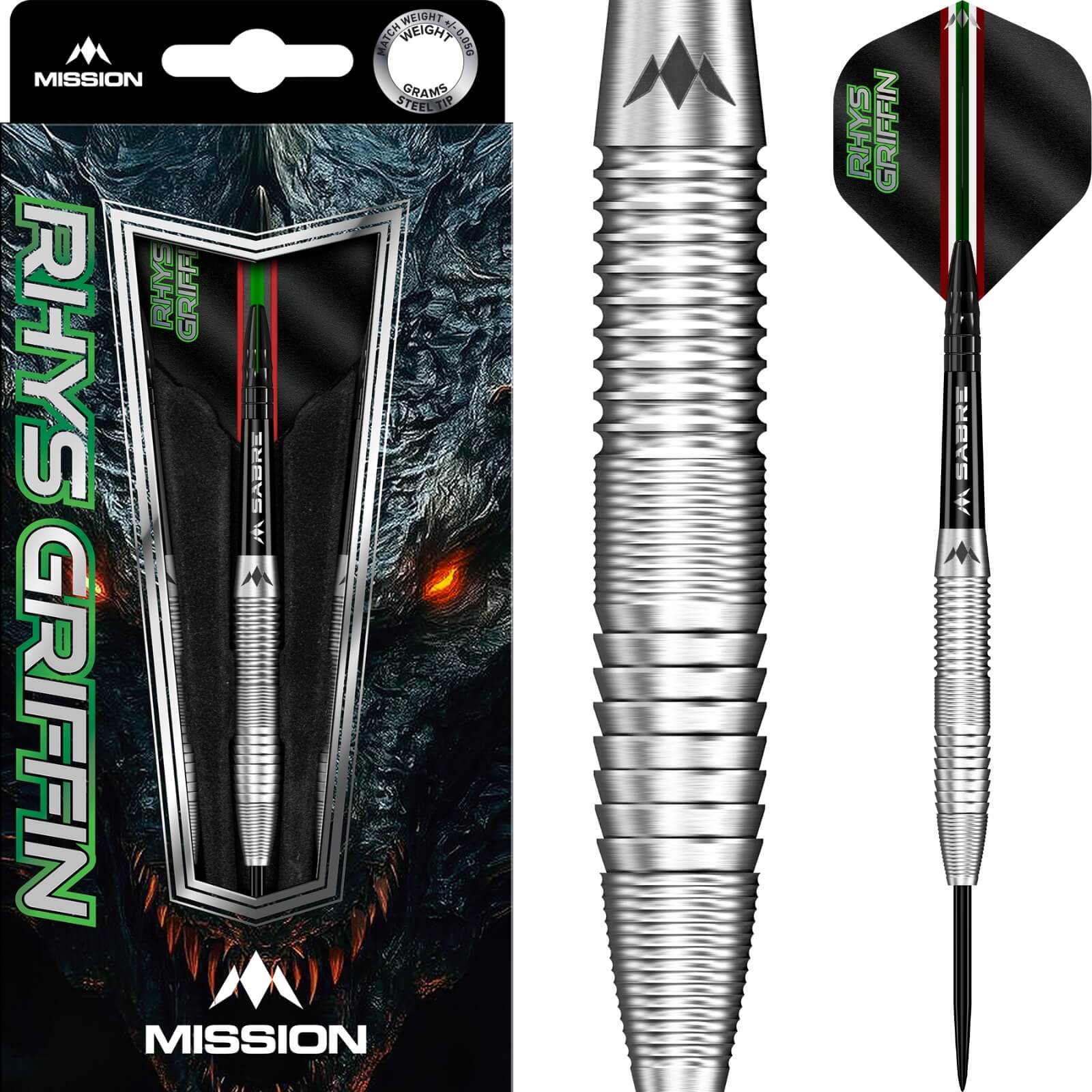 Mission - Rhys Griffin Darts - Steel Tip - 95% Tungsten - 22g 24g