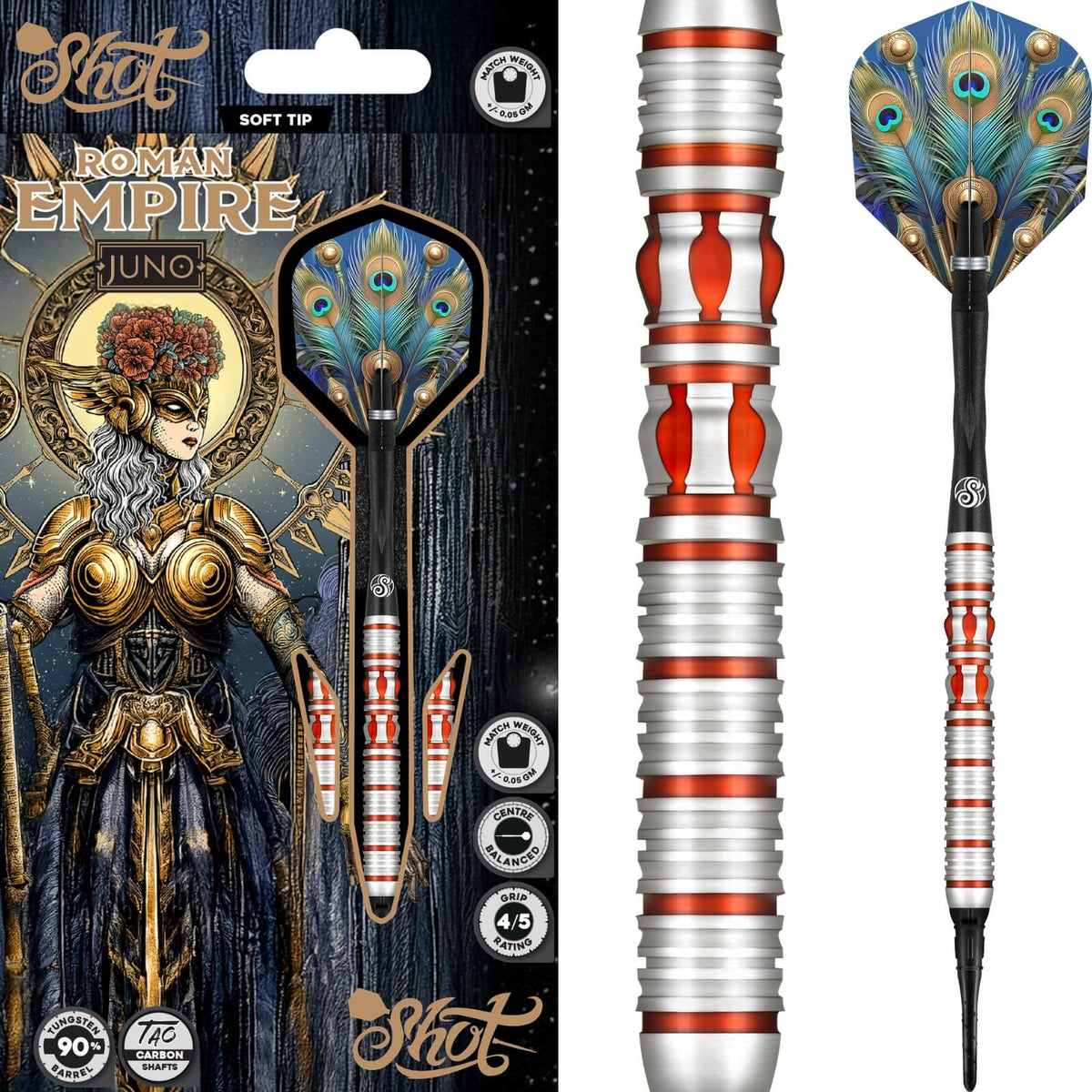 Shot - Roman Empire Juno Darts - Soft Tip - 90% Tungsten - 18g 20g
