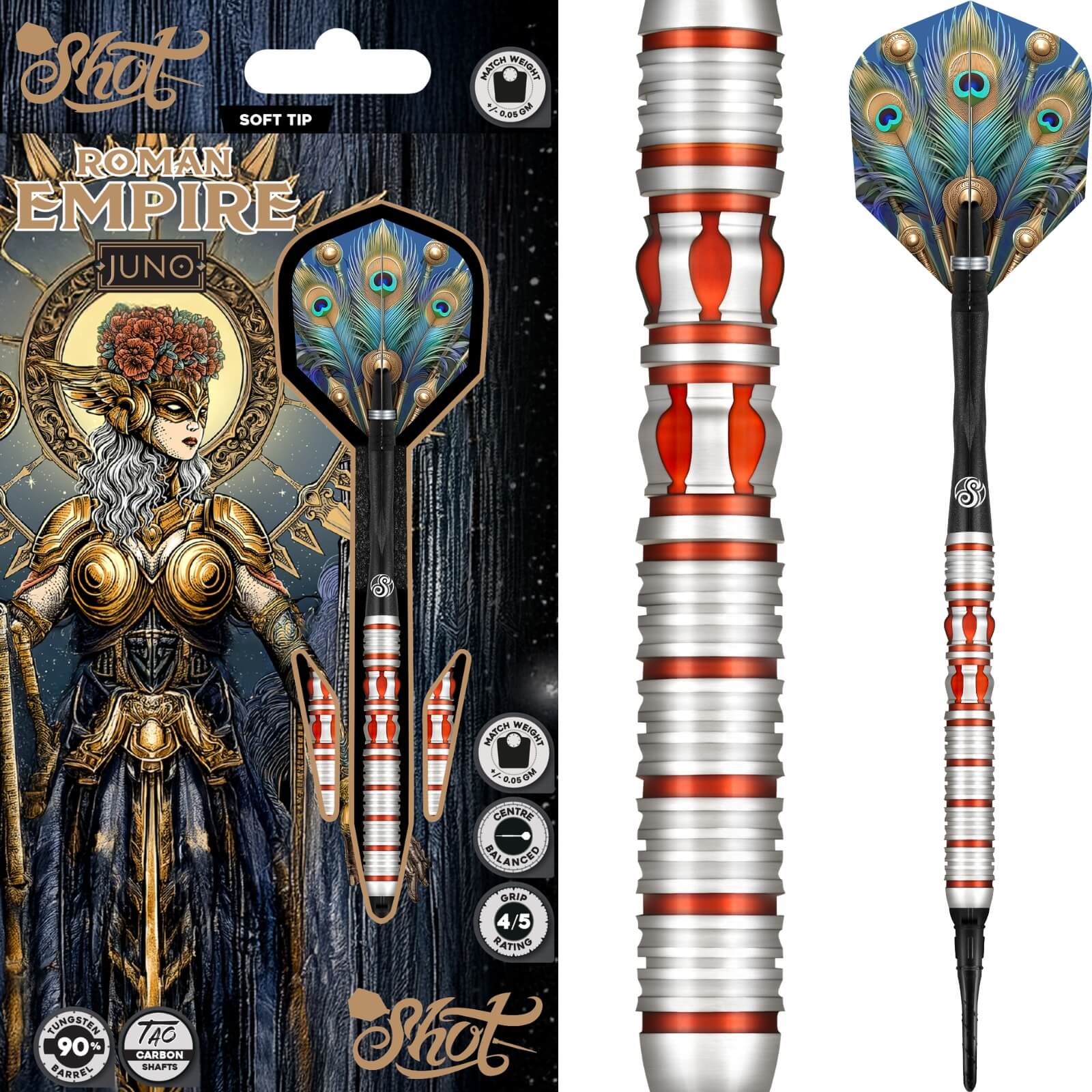 Shot - Roman Empire Juno Darts - Soft Tip - 90% Tungsten - 18g 20g