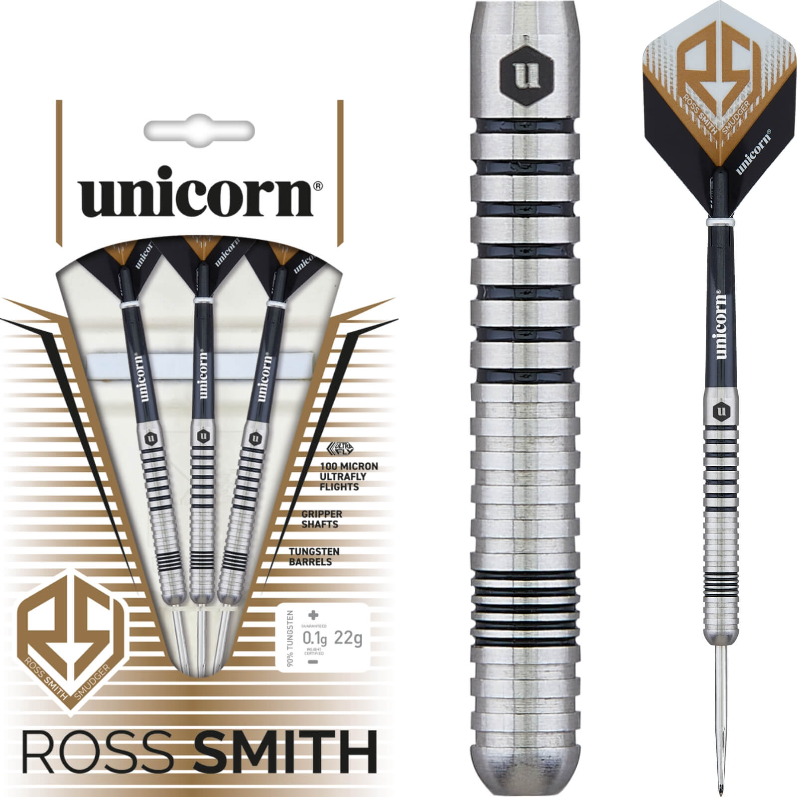 Darts - Unicorn - Ross Smith Smudger Darts - Steel Tip - 80% Tungsten - 22g 24g 