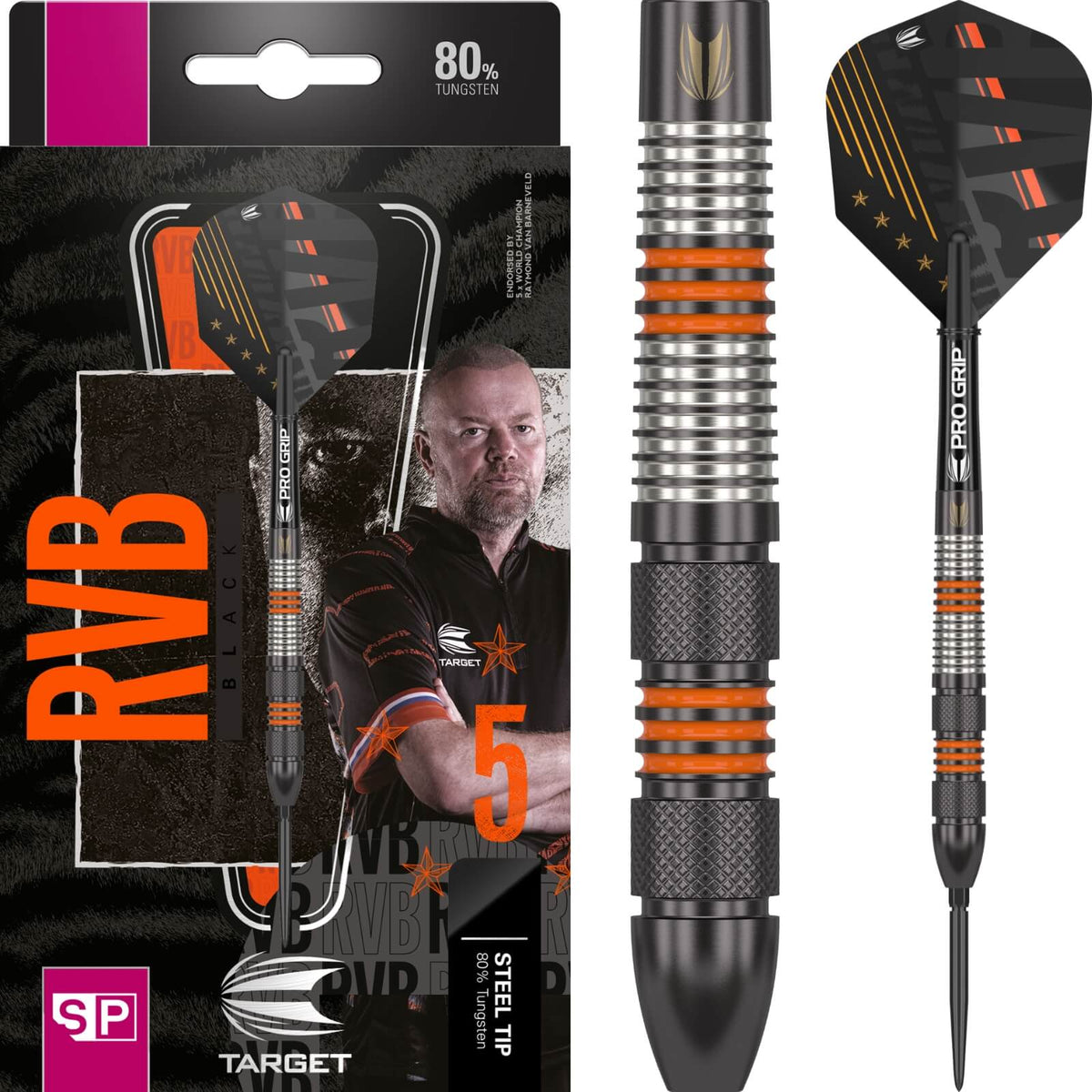 Darts - Target - RvB Black Edition Darts - Swiss Point - Steel Tip - 80% Tungsten - 21g 23g 25g 