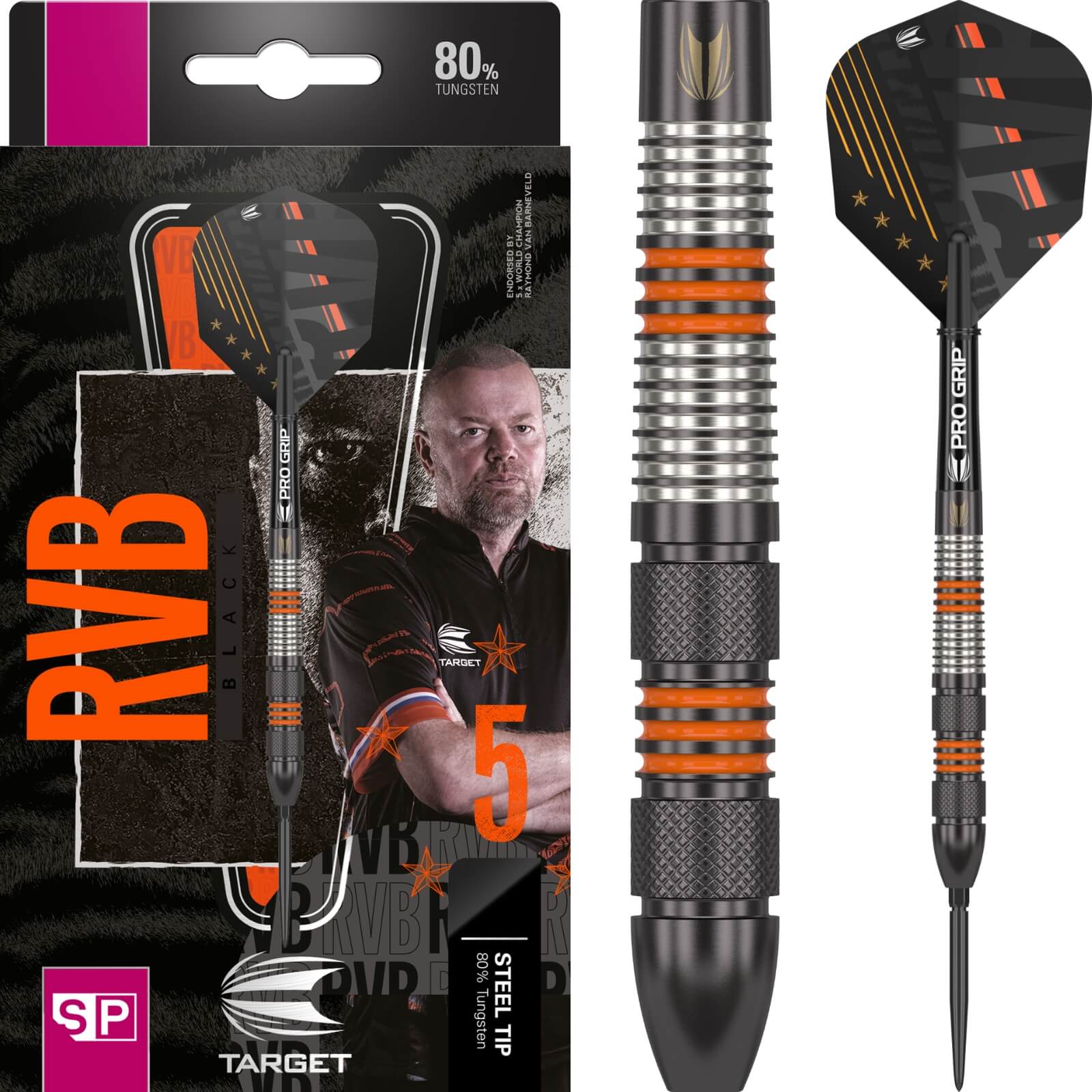Darts - Target - RvB Black Edition Darts - Swiss Point - Steel Tip - 80% Tungsten - 21g 23g 25g 
