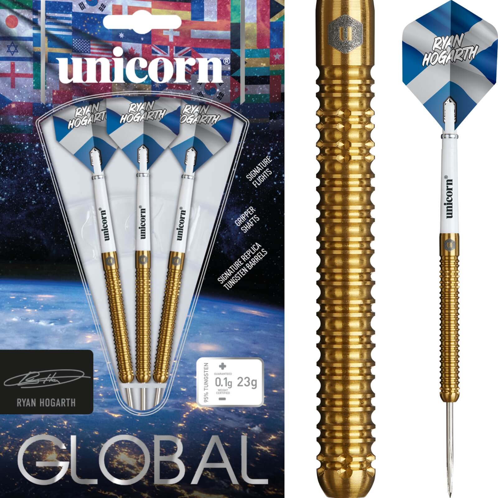 Darts - Unicorn - Ryan Hogarth Darts - Steel Tip - 95% Tungsten - 23g