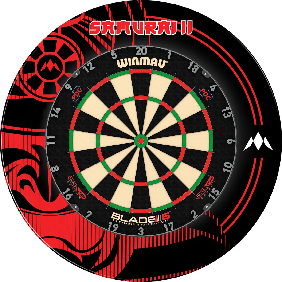 Surrounds &amp; Dartboards - Mission - Samurai II Dartboard Surround &amp; Dartboard Bundle - Choose Your Board Winmau - Blade 6 Triple Core