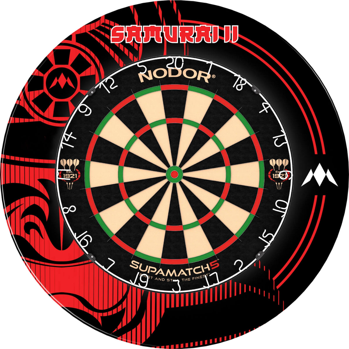 Surrounds &amp; Dartboards - Mission - Samurai II Dartboard Surround &amp; Dartboard Bundle - Choose Your Board Nodor - Supamatch 5