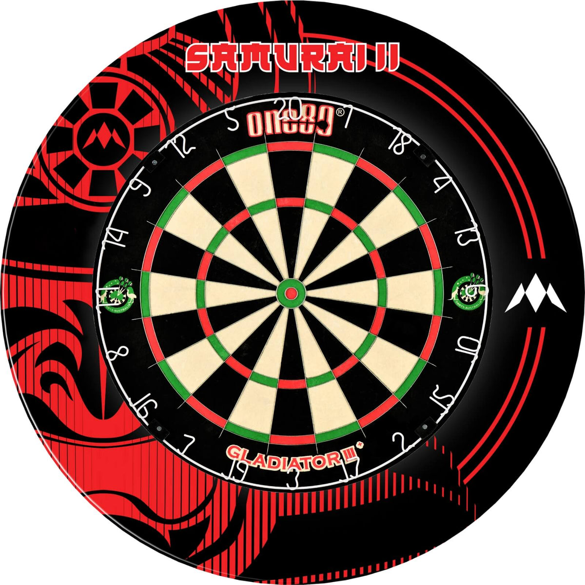 Surrounds &amp; Dartboards - Mission - Samurai II Dartboard Surround &amp; Dartboard Bundle - Choose Your Board One80 - Gladiator 3+