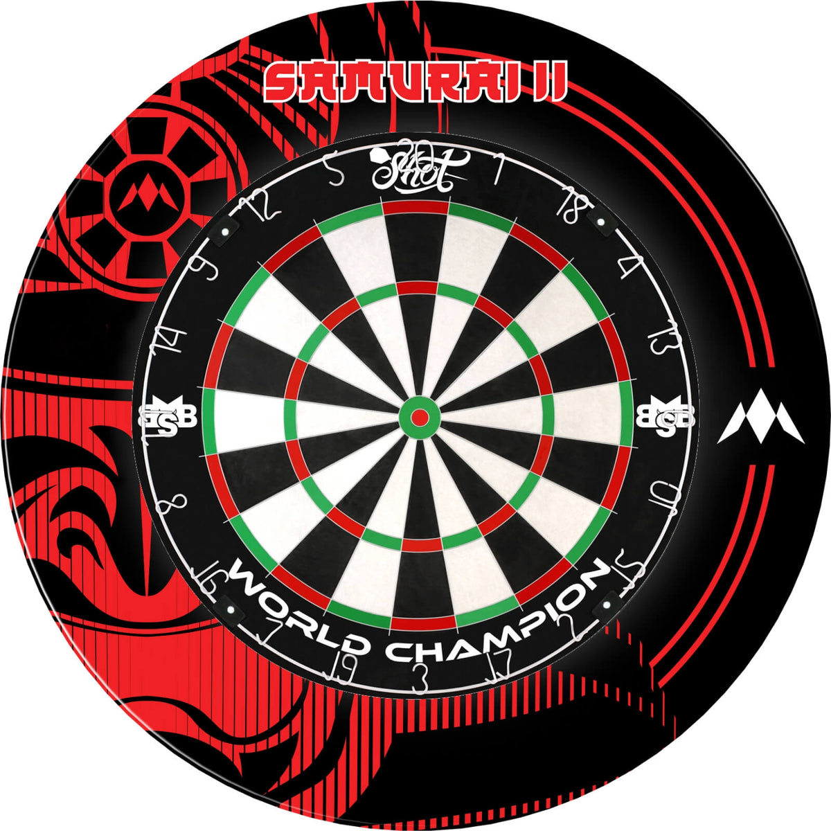 Surrounds &amp; Dartboards - Mission - Samurai II Dartboard Surround &amp; Dartboard Bundle - Choose Your Board Shot - Michael Smith
