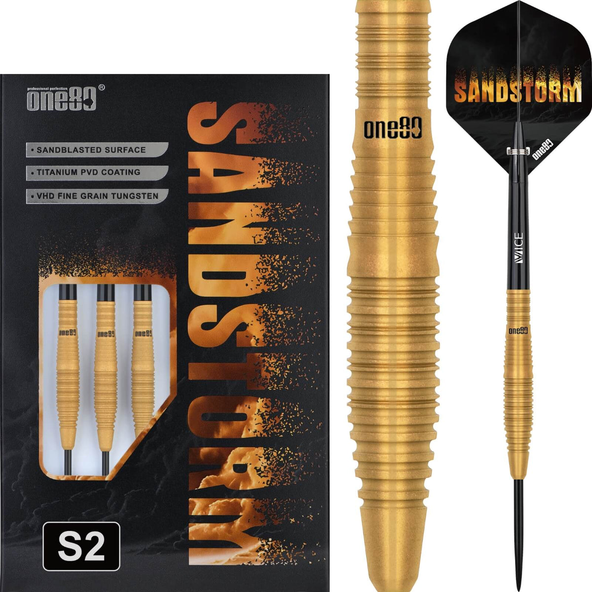 Darts - One80 - Sandstorm S2 Darts - Steel Tip - 90% Tungsten - 22g 24g