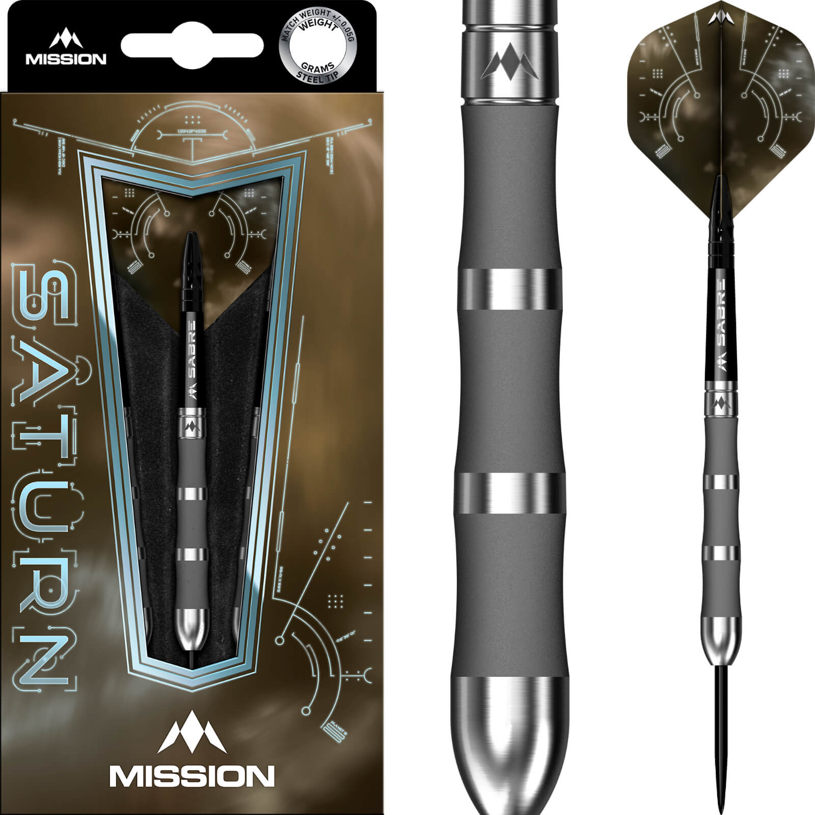 Darts - Mission - Saturn Fenrir Darts - Steel Tip - 90% Tungsten - 23g 25g