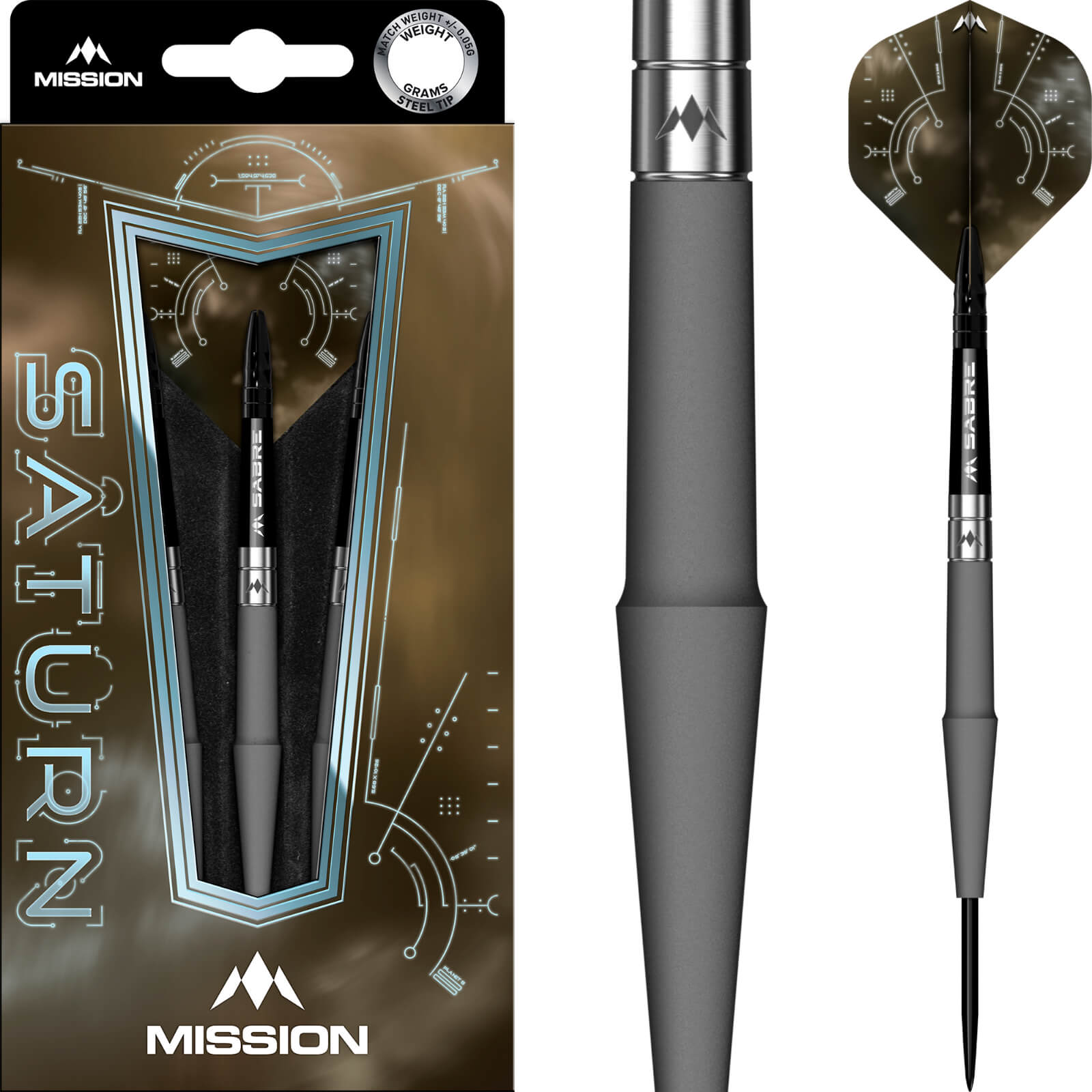 Darts - Mission - Saturn Hyperion Darts - Steel Tip - 90% Tungsten - 22g 24g