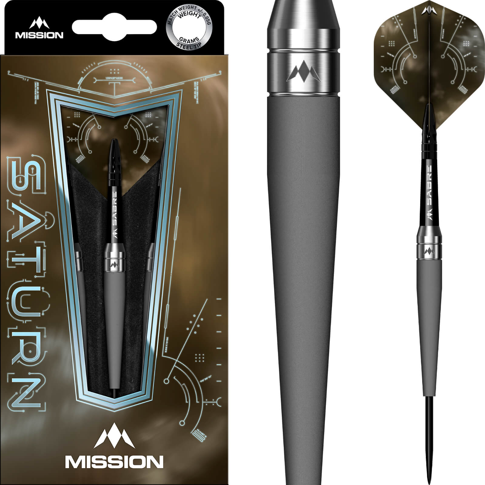 Darts - Mission - Saturn Titan Darts - Steel Tip - 90% Tungsten - 22g 24g