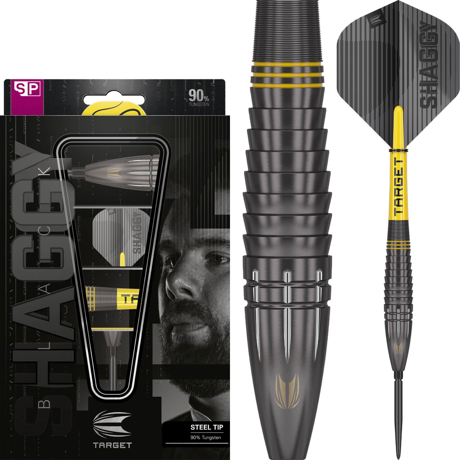 Darts - Target - Scott Williams Black Darts - Swiss Point - Steel Tip - 90% Tungsten - 23g 25g