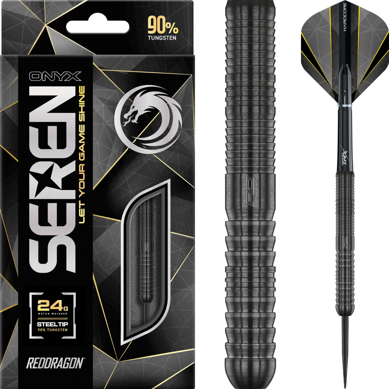 Darts - Red Dragon - Seren 1 Onyx Darts - Steel Tip - 90% Tungsten - 22g 24g