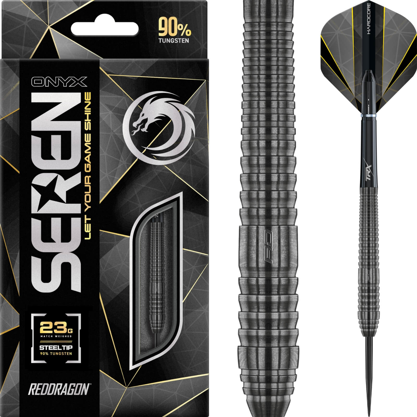 Darts - Red Dragon - Seren 2 Onyx Darts - Steel Tip - 90% Tungsten - 21g 23g