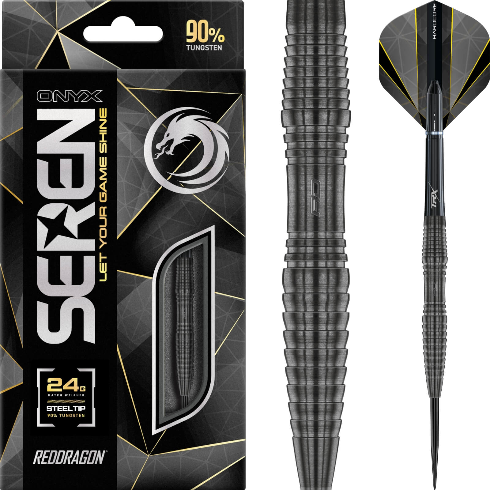 Darts - Red Dragon - Seren 3 Onyx Darts - Steel Tip - 90% Tungsten - 22g 24g