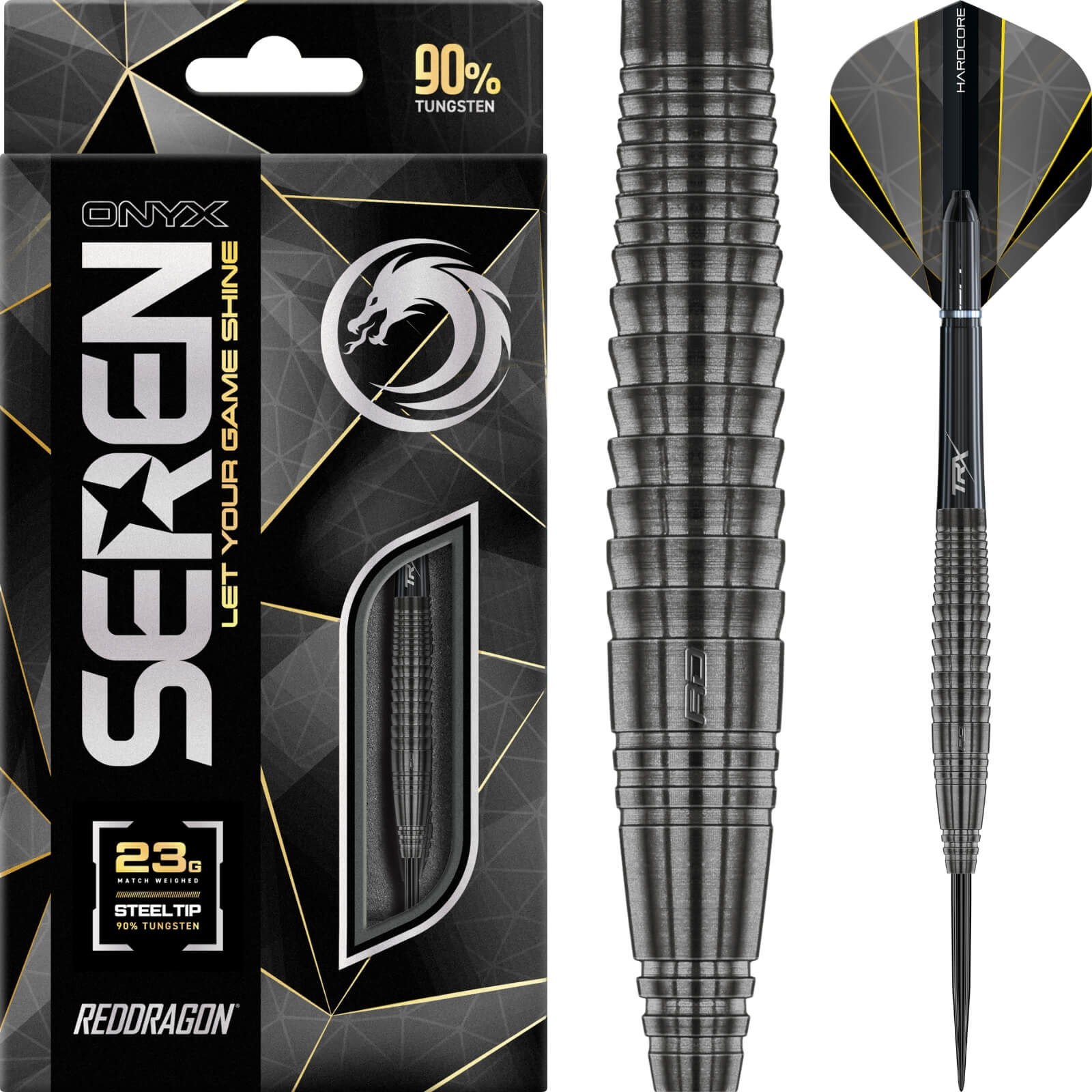 Darts - Red Dragon - Seren 4 Onyx Darts - Steel Tip - 90% Tungsten - 23g 25g