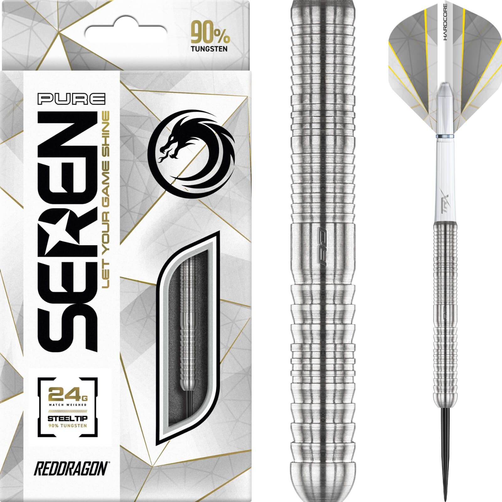 Darts - Red Dragon - Seren 1 Pure Darts - Steel Tip - 90% Tungsten - 22g 24g