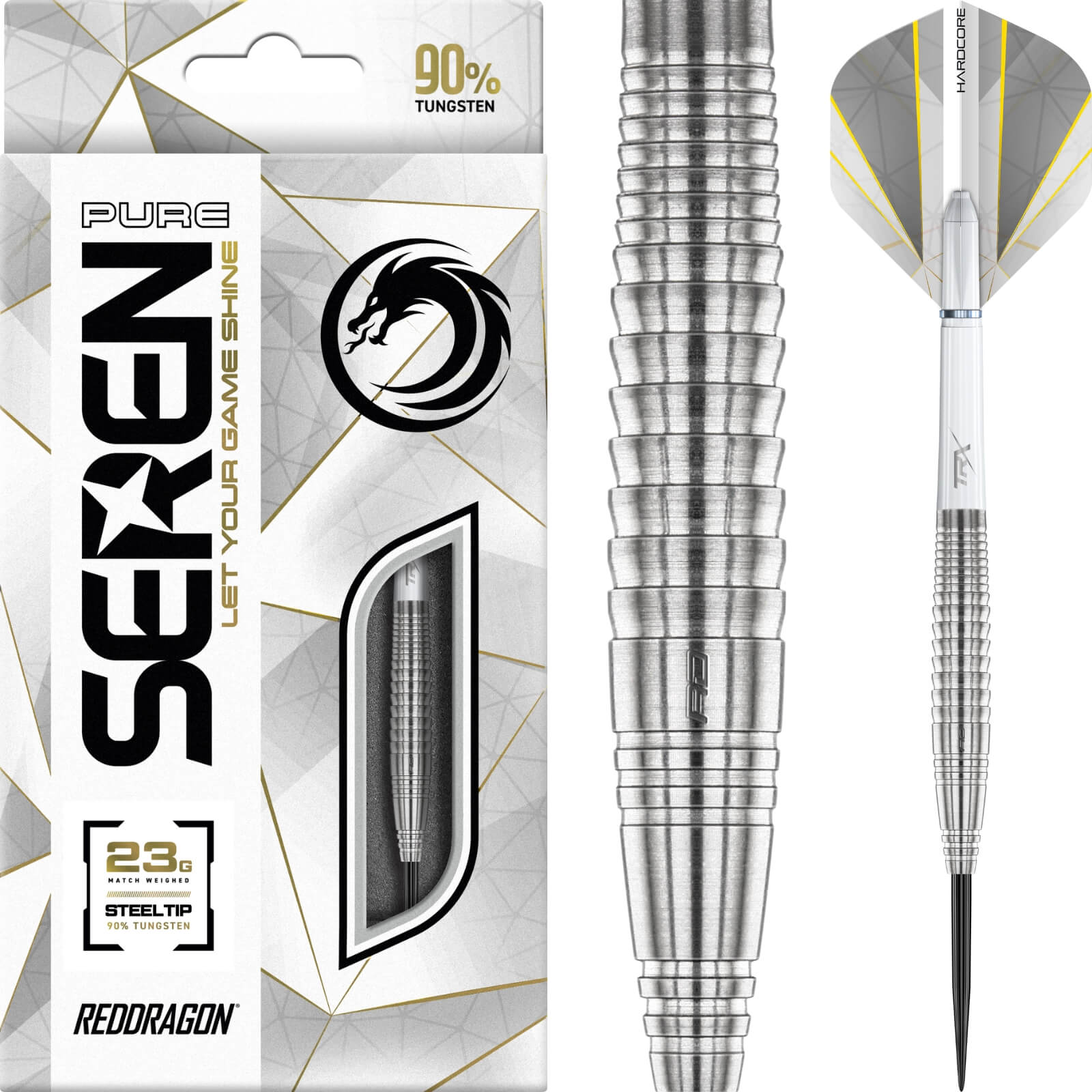 Darts - Red Dragon - Seren 4 Pure Darts - Steel Tip - 90% Tungsten - 23g 25g