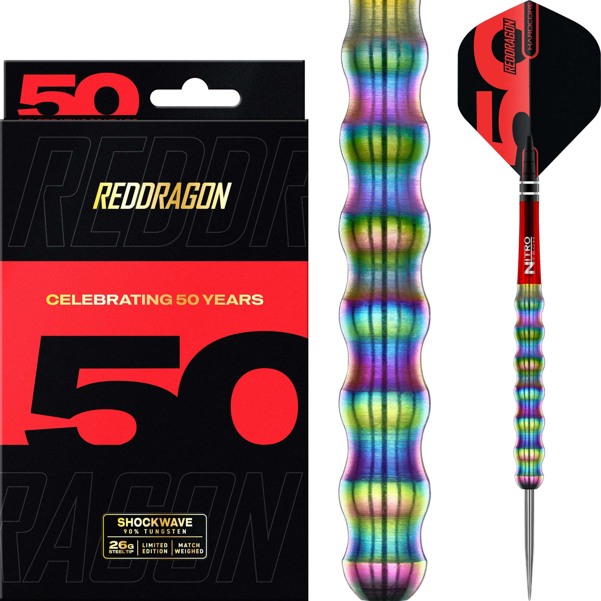 Darts - Red Dragon - Shockwave Darts - Steel Tip - 90% Tungsten - 26g